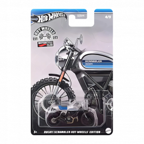 Тематична Машинка Hot Wheels Ducati Scrambler Hot Wheels Edition Motorcycle Club 1:64 HRR93 Silver - Retromagaz