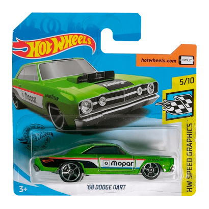 Машинка Базова Hot Wheels '68 Dodge Dart Mopar Speed Graphics 1:64 GHC87 Green - Retromagaz