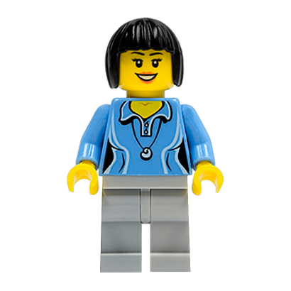 Фигурка Lego People 973pb0984 Medium Blue Female Shirt with Two Buttons and Shell Pendant City cty0472 Б/У - Retromagaz