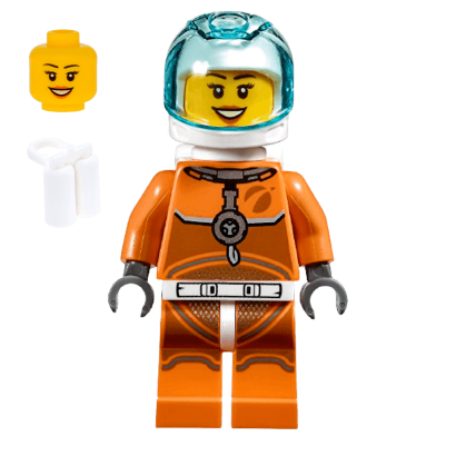 Фігурка Lego Space Port 973pb3557 Astronaut Female Orange Spacesuit City cty1065 Б/У - Retromagaz