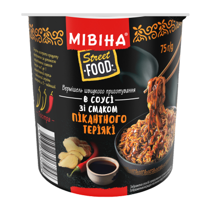 Вермишель Мивина Street Food в Соусе со Вкусом Терияки Острая Острая 75g - Retromagaz