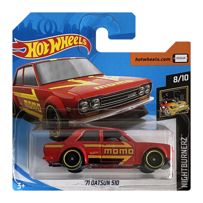 Машинка Базова Hot Wheels '71 Datsun 510 MOMO Nightburnerz 1:64 FYD14 Red - Retromagaz