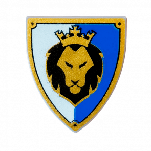 Зброя Lego Щит Triangular with Black and Gold Lion Head with Crown 3846pb036 6039770 Light Bluish Grey Б/У