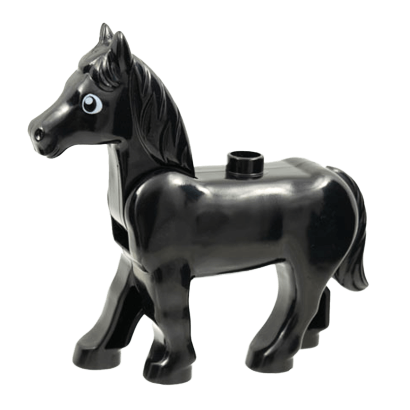 Фігурка Lego Animals Horse with Movable Head with White Eyes Duplo horse02c01pb06 Black Б/У - Retromagaz