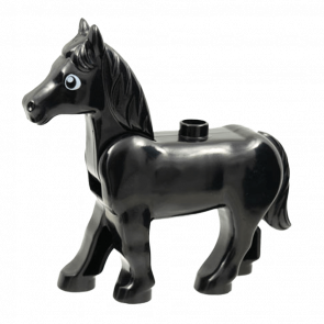 Фигурка Lego Animals Horse with Movable Head with White Eyes Duplo horse02c01pb06 Black Б/У