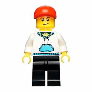 Фігурка Lego People 973pb0631 White Hoodie with Blue Pockets City twn225 Б/У - Retromagaz