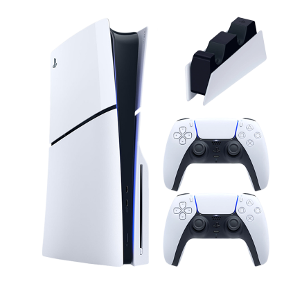 Набір Консоль Sony PlayStation 5 Slim Blu-ray 1TB White Новий  + Геймпад Бездротовий DualSense + Зарядний Пристрій Дротовий DualSense - Retromagaz