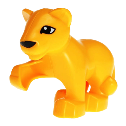 Фігурка Lego Animals Lion Baby Cub Raised Paw Eyes Duplo 54300c01pb01 Bright Light Orange Б/У - Retromagaz