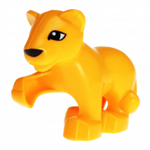 Фигурка Lego Animals Lion Baby Cub Raised Paw Eyes Duplo 54300c01pb01 Bright Light Orange Б/У