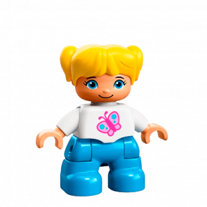 Фигурка Lego Girl Dark Azure Legs White Top Duplo 47205pb037 Б/У - Retromagaz