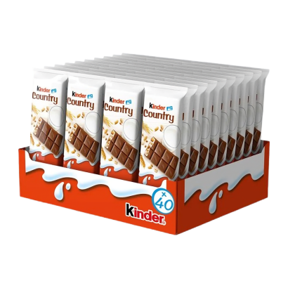 Упаковка Kinder Country Молочного Шоколада с Молочно-Злаковой Начинкой 23.5 г x 40 шт 940g - Retromagaz