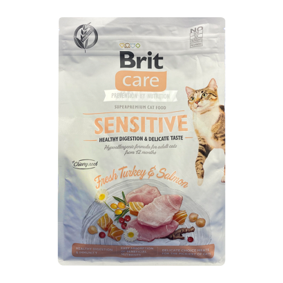 Сухой Корм для Кошек Brit Care Sensitive Digestion & Delicate Индейка и Лосось 2kg - Retromagaz