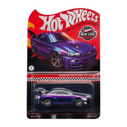 Машинка Premium Hot Wheels Nissan Skyline GT-R (BNR34) Red Line Club RLC 1:64 HWF14 Purple - Retromagaz