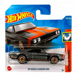 Машинка Базова Hot Wheels '69 Dodge Charger 500 Muscle Mania 1:64 HCV71 Grey - Retromagaz