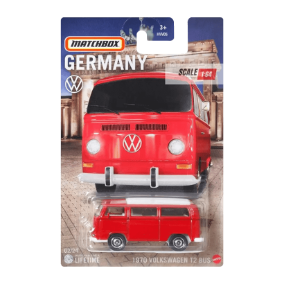 Тематическая Машинка Matchbox 1970 Volkswagen T2 Bus Germany 1:64 HVT70/HVV22 Red - Retromagaz