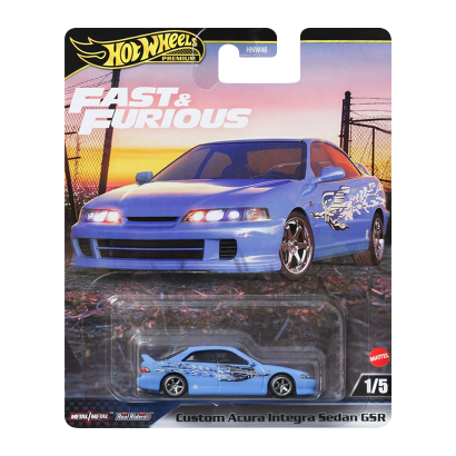 Машинка Premium Hot Wheels Custom Acura Integra Sedan GSR Fast & Furious 1:64 JDJ13 Light Blue - Retromagaz