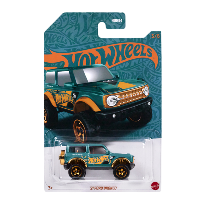 Тематическая Машинка Hot Wheels `21 Ford Bronco Green and Gold 1:64 HVX02 Blue - Retromagaz