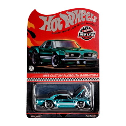 Машинка Premium Hot Wheels 1968 Custom Plymouth Barracuda Red Line Club RLC 1:64 HWF13 Teal - Retromagaz