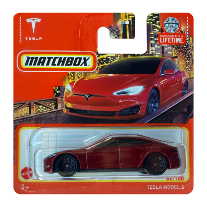 Машинка Большой Город Matchbox Tesla Model S Metro 1:64 HVN70 Red - Retromagaz