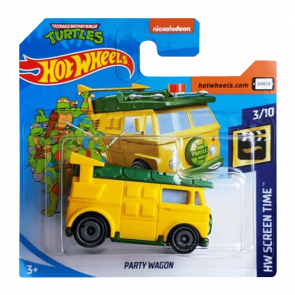 Машинка Базовая Hot Wheels Teenage Mutant Ninja Turtles Party Wagon Screen Time 1:64 GHB47 Yellow - Retromagaz