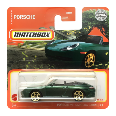 Машинка Большой Город Matchbox Porsche 911 Carrera Cabriolet Highway 1:64 HFR92 Green - Retromagaz