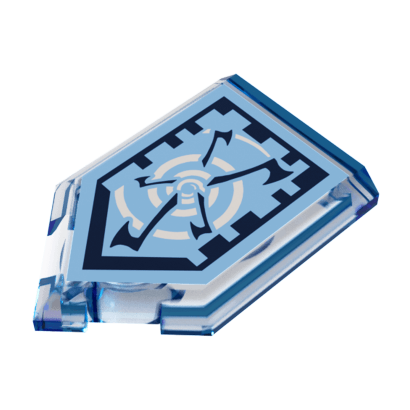 Плитка Lego Модифікована Декоративна Pentagonal Nexo Power Shield Pattern Whirlwind 2 x 3 22385pb043 6133662 6247413 Trans-Dark Blue 4шт Б/У - Retromagaz