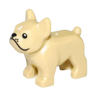 Фігурка Lego Земля Dog French Bulldog with Black Eyes Nose Mouth Whiskers and White Spot on Forehead Animals 29602pb01 6185395 Tan Б/У - Retromagaz