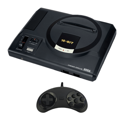 Набір Консоль Sega Mega Drive 1 16xx-xx Europe Black Б/У  + Геймпад Дротовий RMC MD2 Новий - Retromagaz