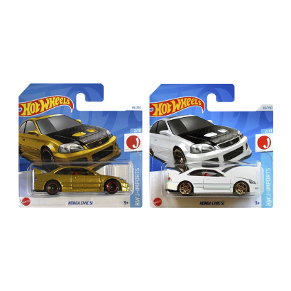 Набір Машинок Базових Hot Wheels Honda Civic Si HTC41 Gold + HTD07 White 1:64 - Retromagaz