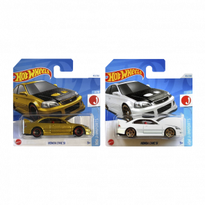 Набір Машинок Базових Hot Wheels Honda Civic Si HTC41 Gold + HTD07 White 1:64 - Retromagaz