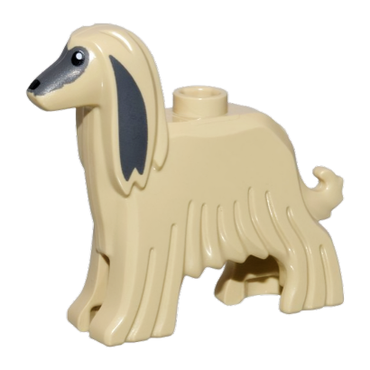 Фігурка Lego Земля Dog Afghan Hound with Dark Bluish Gray Face Animals 5189pb01 6478815 Tan Б/У - Retromagaz