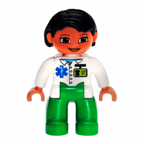 Фигурка Lego Girl Medic Bright Green Legs White Top Duplo 47394pb137 Б/У - Retromagaz