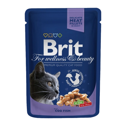 Влажный Корм для Кошек Brit Premium Треска 100g - Retromagaz