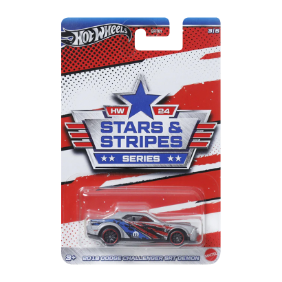 Тематична Машинка Hot Wheels '18 Dodge Challenger SRT Demon Stars & Stripes 1:64 HRW64 Silver - Retromagaz