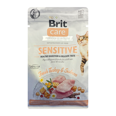 Сухой Корм для Кошек Brit Care Sensitive Digestion & Delicate Индейка и Лосось 400g - Retromagaz