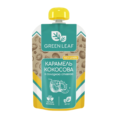 Карамель Green Leaf Кокосова Без цукру зі Солодкою Стевією 90g - Retromagaz