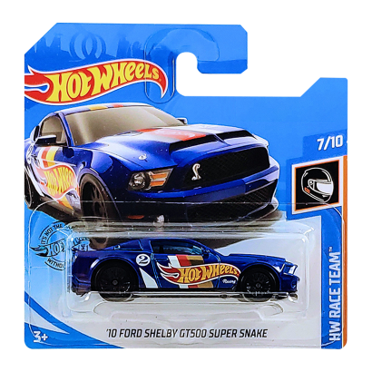 Машинка Базовая Hot Wheels '10 Ford Shelby GT500 Super Snake Race Team 1:64 FYC74 Blue - Retromagaz