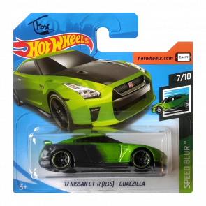 Машинка Базова Hot Wheels '17 Nissan GT-R (R35) - Guaczilla Tfox Speed Blur 1:64 FYD40 Green - Retromagaz