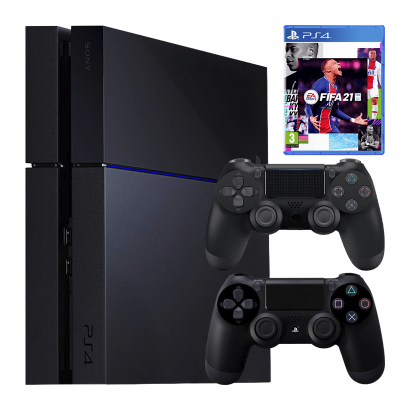 Набір Консоль Sony PlayStation 4 CUH-10-11хх 500GB Black Б/У  + Геймпад Бездротовий RMC DoubleShock 4 + Гра FIFA 21 Російська Озвучка - Retromagaz