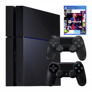 Набор Консоль Sony PlayStation 4 CUH-10-11хх 500GB Black Б/У  + Геймпад Беспроводной RMC DoubleShock 4 + Игра FIFA 21 Русская Озвучка