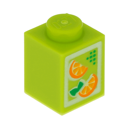 Кубик Lego Обычная Декоративная Oranges Pattern Juice Carton 1 x 1 3005pb017 4622047 Lime Б/У - Retromagaz