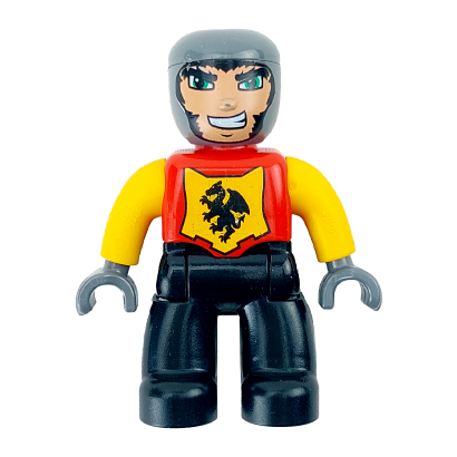 Фигурка Lego Boy Castle Black Legs Red Chest Bright Light Orange Arms Duplo 47394pb092 Б/У - Retromagaz