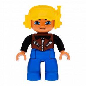 Фігурка Lego Boy Blue Legs Brown Vest Duplo 47394pb157 Б/У