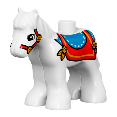 Фигурка Lego Animals Horse Baby Foal Pony with Blue and Red Saddle Duplo horse03c01pb04 1 White Б/У - Retromagaz