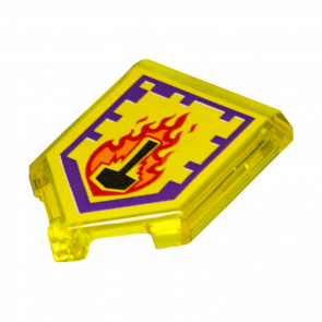 Плитка Lego Модифікована Декоративна Pentagonal Nexo Power Shield Pattern Flame Wreck 2 x 3 22385pb047 6133669 Trans-Yellow 4шт Б/У - Retromagaz