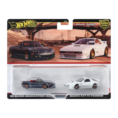 Машинка Premium Hot Wheels 2шт '04 Mazda Mazdaspeed Miata / RX7 FC Pandem 2-Packs 1:64 HRR75 Grey - Retromagaz