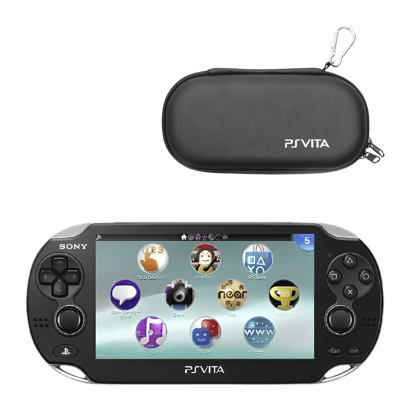 Набір Консоль Sony PlayStation Vita Модифікована 64GB Black + 5 Вбудованих Ігор Б/У  + Чохол Твердий RMC Новий - Retromagaz