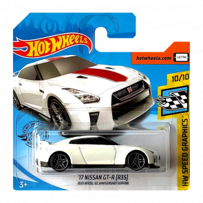 Машинка Базова Hot Wheels '17 Nissan GT-R (R35) 2020 Model 50 Anniversary Version Speed Graphics 1:64 GHC83 White