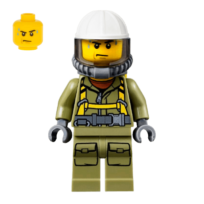 Фігурка Lego Volcano Explorers 973pb2453 Male Worker Suit with Harness City cty0682 Б/У - Retromagaz