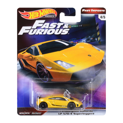 Машинка Premium Hot Wheels Lamborghini Gallardo LP 570-4 Superleggera Fast & Furious 1:64 GBW77 Yellow - Retromagaz